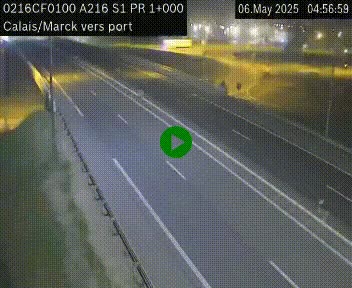 Webcam à Calais sur A216 (N216) en direction du port (harbour) de Calais.