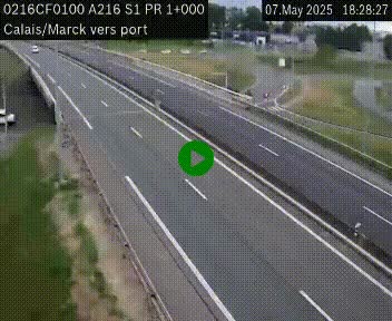 Webcam à Calais sur A216 (N216) en direction du port (harbour) de Calais.