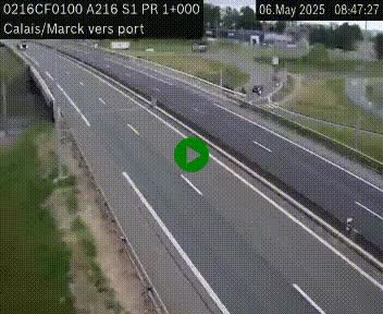 Webcam à Calais sur A216 (N216) en direction du port (harbour) de Calais.