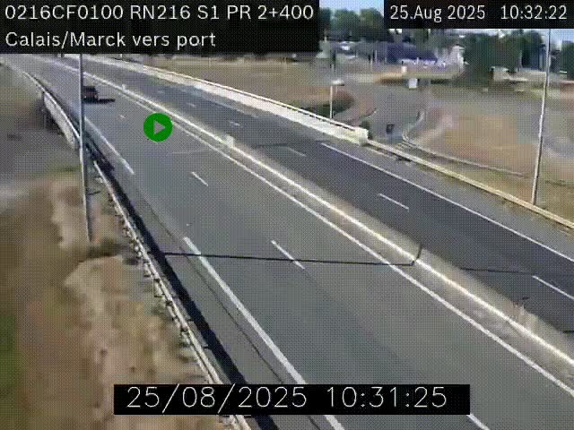 Webcam à Calais sur A216 (N216) en direction du port (harbour) de Calais.