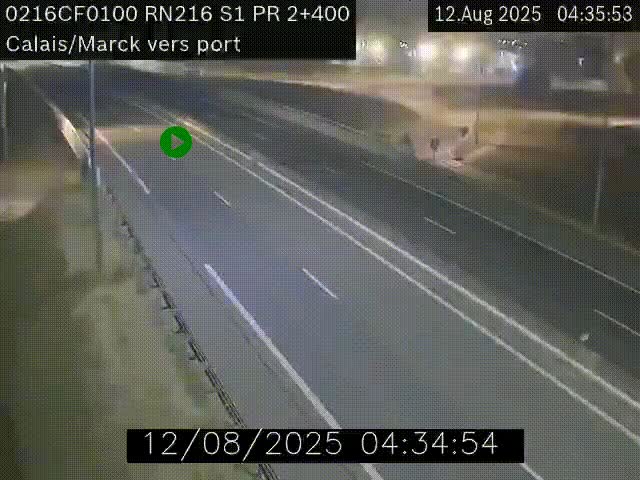 Webcam à Calais sur A216 (N216) en direction du port (harbour) de Calais.