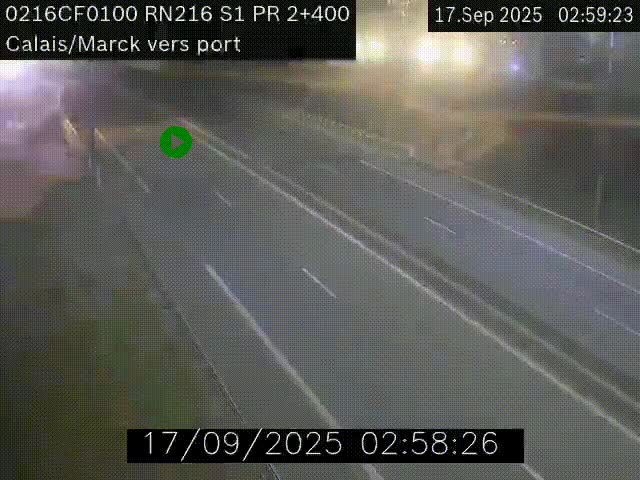 Webcam à Calais sur A216 (N216) en direction du port (harbour) de Calais.