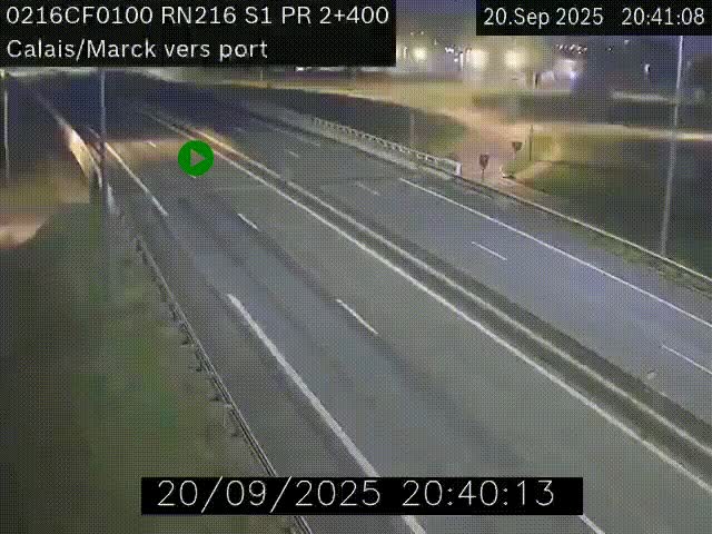 Webcam à Calais sur A216 (N216) en direction du port (harbour) de Calais.