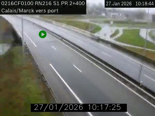 <h2>Webcam à Calais sur A216 (N216) en direction du port (harbour) de Calais.</h2>