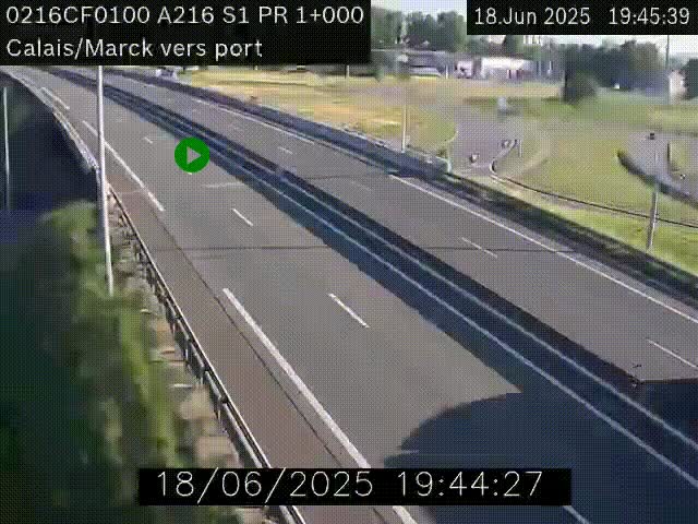 <h2>Webcam à Calais sur A216 (N216) en direction du port (harbour) de Calais.</h2>