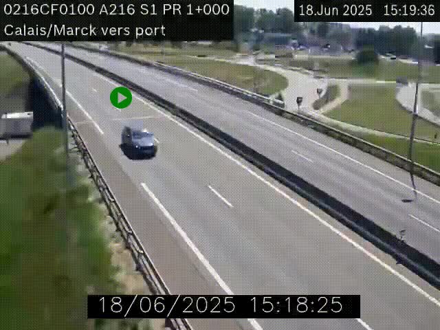 Webcam à Calais sur A216 (N216) en direction du port (harbour) de Calais.