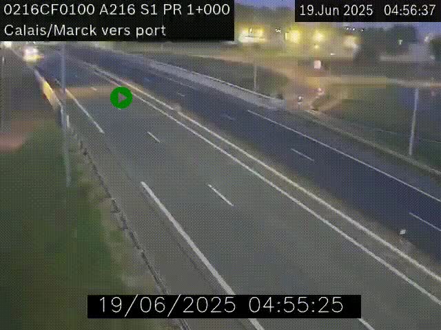 Webcam à Calais sur A216 (N216) en direction du port (harbour) de Calais.