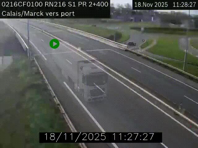 <h2>Webcam à Calais sur A216 (N216) en direction du port (harbour) de Calais.</h2>