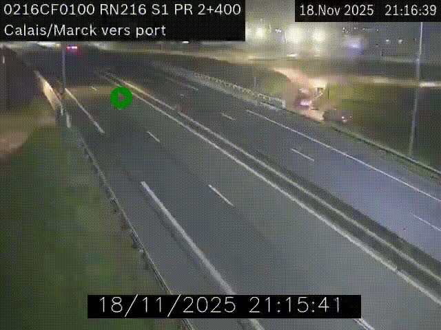 <h2>Webcam à Calais sur A216 (N216) en direction du port (harbour) de Calais.</h2>