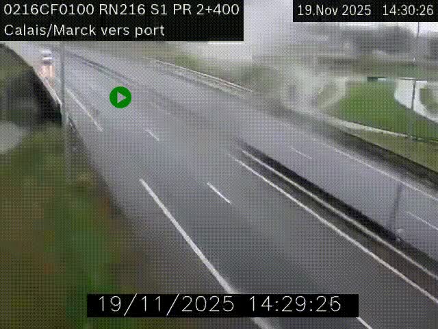 <h2>Webcam à Calais sur A216 (N216) en direction du port (harbour) de Calais.</h2>