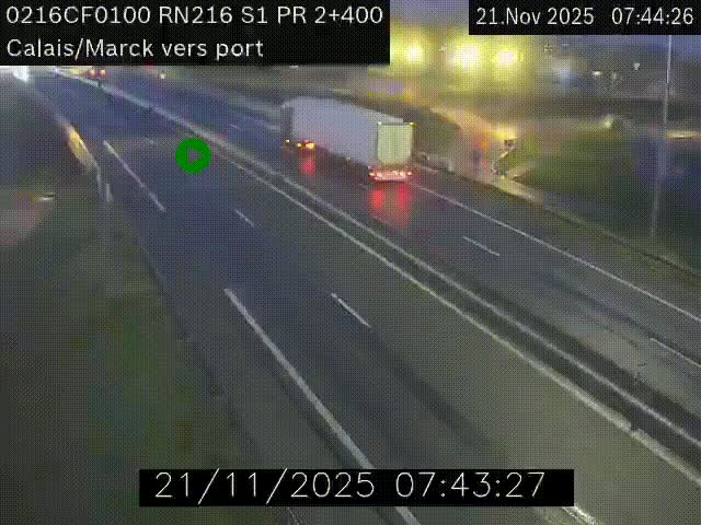 <h2>Webcam à Calais sur A216 (N216) en direction du port (harbour) de Calais.</h2>