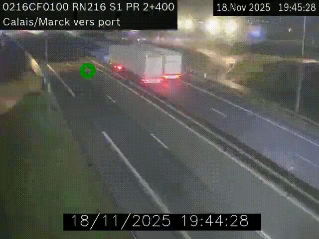 <h2>Webcam à Calais sur A216 (N216) en direction du port (harbour) de Calais.</h2>