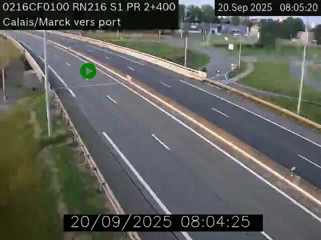 <h2>Webcam à Calais sur A216 (N216) en direction du port (harbour) de Calais.</h2>