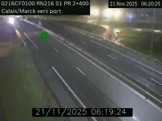 <h2>Webcam à Calais sur A216 (N216) en direction du port (harbour) de Calais.</h2>