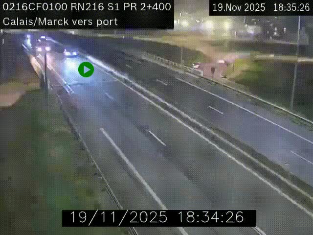 <h2>Webcam à Calais sur A216 (N216) en direction du port (harbour) de Calais.</h2>