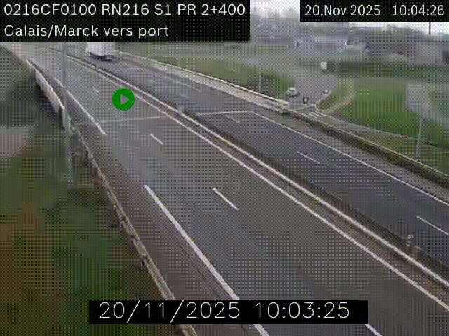 <h2>Webcam à Calais sur A216 (N216) en direction du port (harbour) de Calais.</h2>