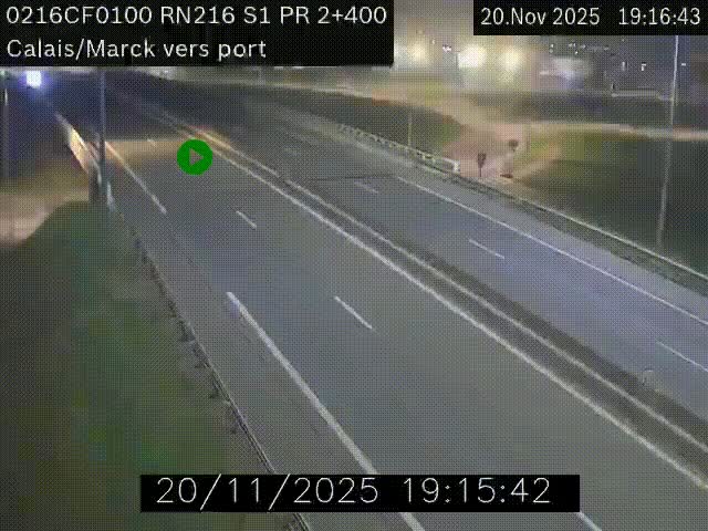 <h2>Webcam à Calais sur A216 (N216) en direction du port (harbour) de Calais.</h2>