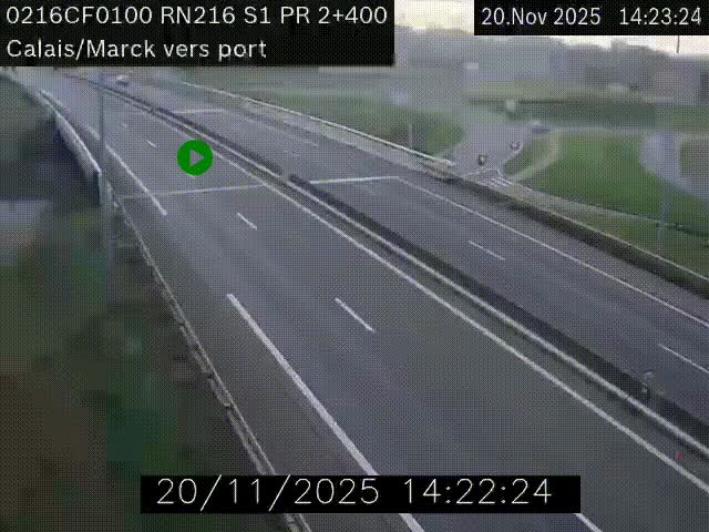 <h2>Webcam à Calais sur A216 (N216) en direction du port (harbour) de Calais.</h2>