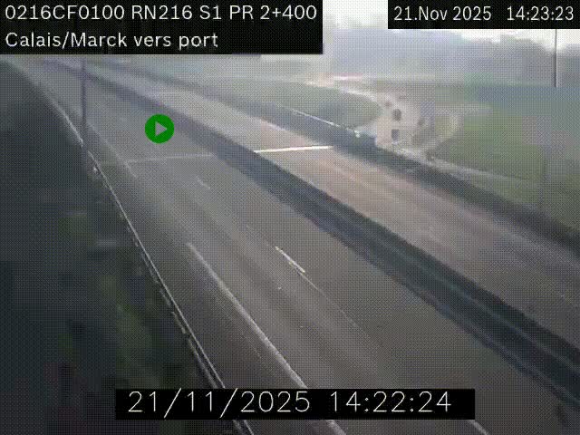 <h2>Webcam à Calais sur A216 (N216) en direction du port (harbour) de Calais.</h2>