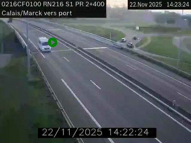 <h2>Webcam à Calais sur A216 (N216) en direction du port (harbour) de Calais.</h2>