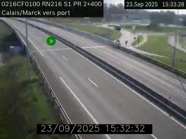 <h2>Webcam à Calais sur A216 (N216) en direction du port (harbour) de Calais.</h2>
