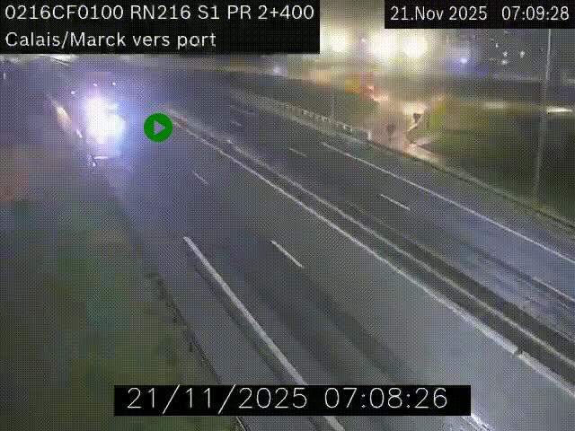 <h2>Webcam à Calais sur A216 (N216) en direction du port (harbour) de Calais.</h2>
