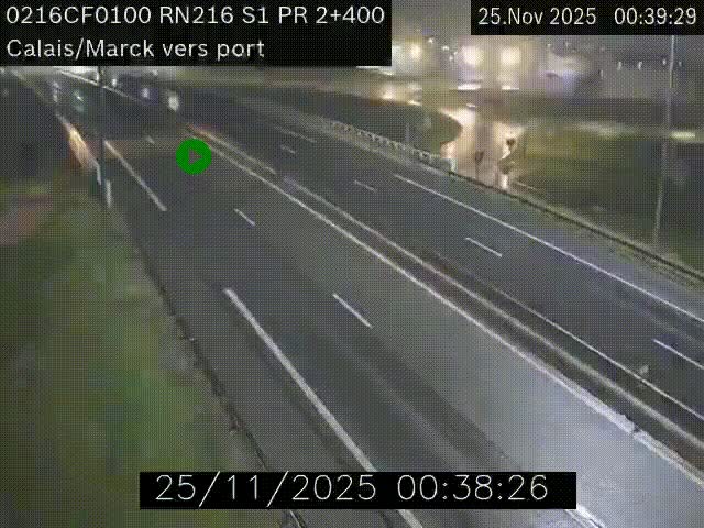 <h2>Webcam à Calais sur A216 (N216) en direction du port (harbour) de Calais.</h2>