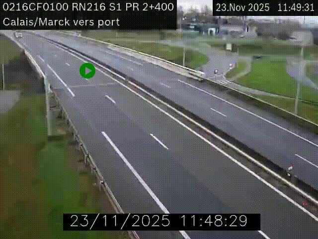 <h2>Webcam à Calais sur A216 (N216) en direction du port (harbour) de Calais.</h2>