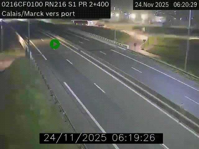 <h2>Webcam à Calais sur A216 (N216) en direction du port (harbour) de Calais.</h2>