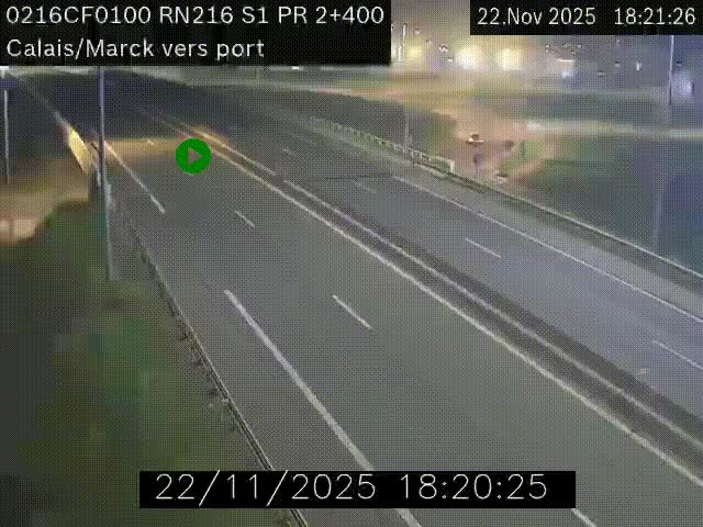 <h2>Webcam à Calais sur A216 (N216) en direction du port (harbour) de Calais.</h2>