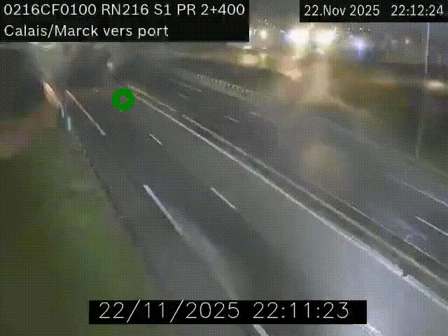 <h2>Webcam à Calais sur A216 (N216) en direction du port (harbour) de Calais.</h2>