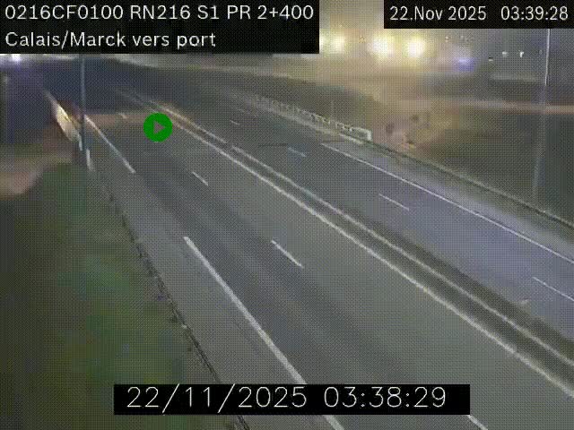 <h2>Webcam à Calais sur A216 (N216) en direction du port (harbour) de Calais.</h2>