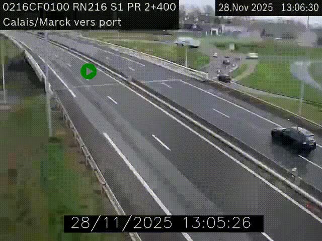 <h2>Webcam à Calais sur A216 (N216) en direction du port (harbour) de Calais.</h2>