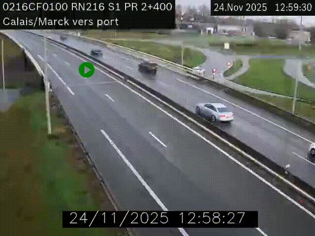 <h2>Webcam à Calais sur A216 (N216) en direction du port (harbour) de Calais.</h2>