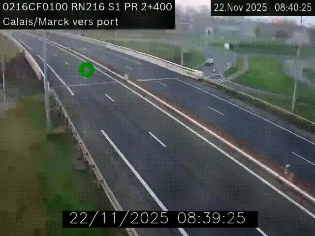 <h2>Webcam à Calais sur A216 (N216) en direction du port (harbour) de Calais.</h2>