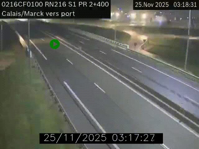 <h2>Webcam à Calais sur A216 (N216) en direction du port (harbour) de Calais.</h2>