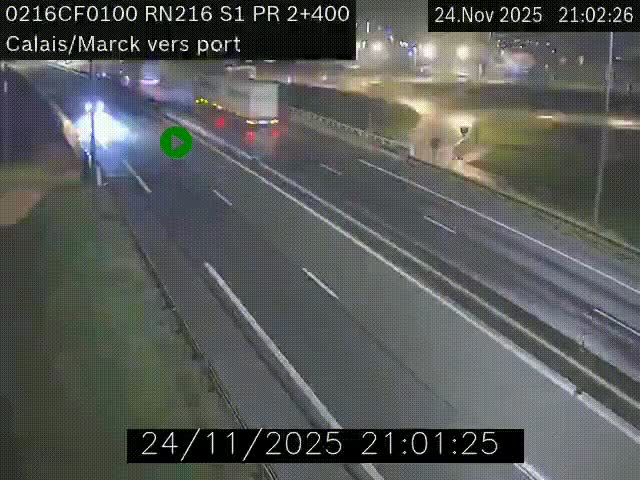 <h2>Webcam à Calais sur A216 (N216) en direction du port (harbour) de Calais.</h2>