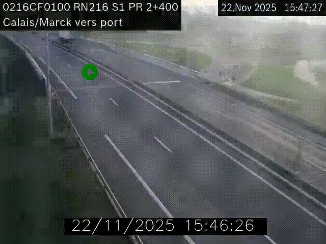 <h2>Webcam à Calais sur A216 (N216) en direction du port (harbour) de Calais.</h2>