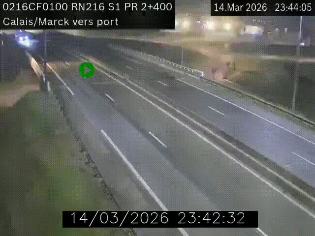 Webcam à Calais sur A216 (N216) en direction du port (harbour) de Calais.