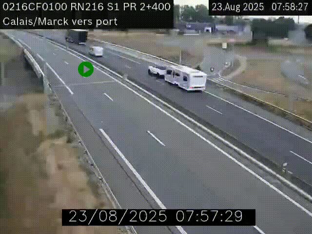 <h2>Webcam à Calais sur A216 (N216) en direction du port (harbour) de Calais.</h2>