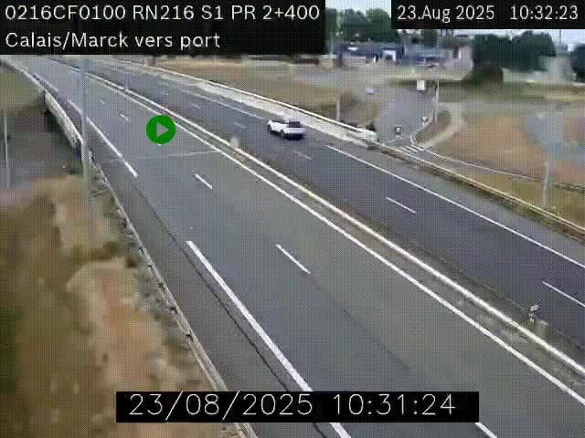 <h2>Webcam à Calais sur A216 (N216) en direction du port (harbour) de Calais.</h2>