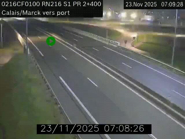 Webcam à Calais sur A216 (N216) en direction du port (harbour) de Calais.