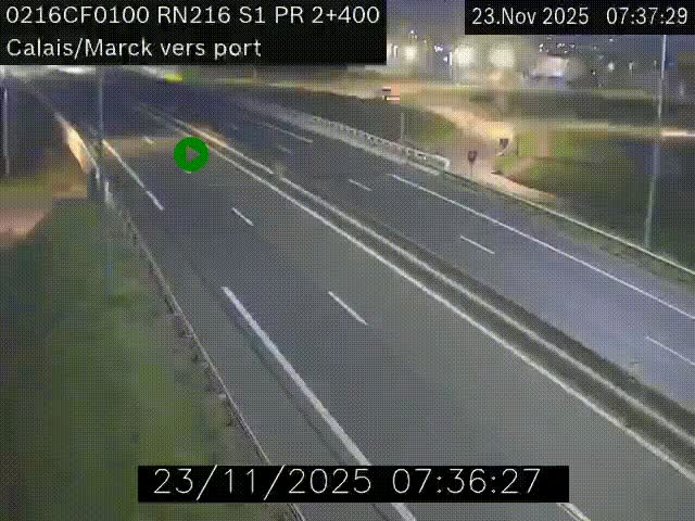 <h2>Webcam à Calais sur A216 (N216) en direction du port (harbour) de Calais.</h2>