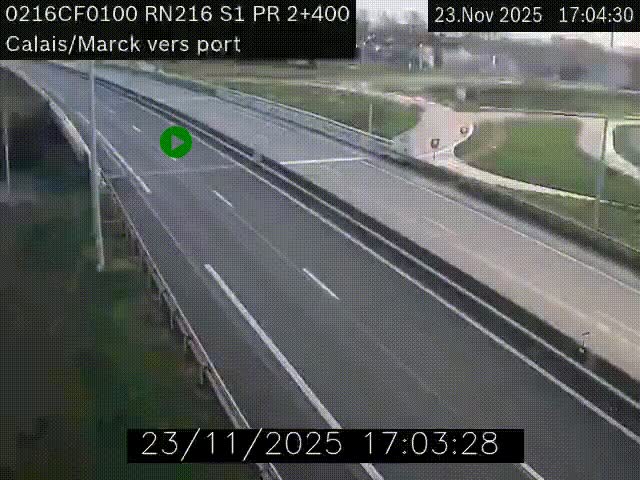 <h2>Webcam à Calais sur A216 (N216) en direction du port (harbour) de Calais.</h2>