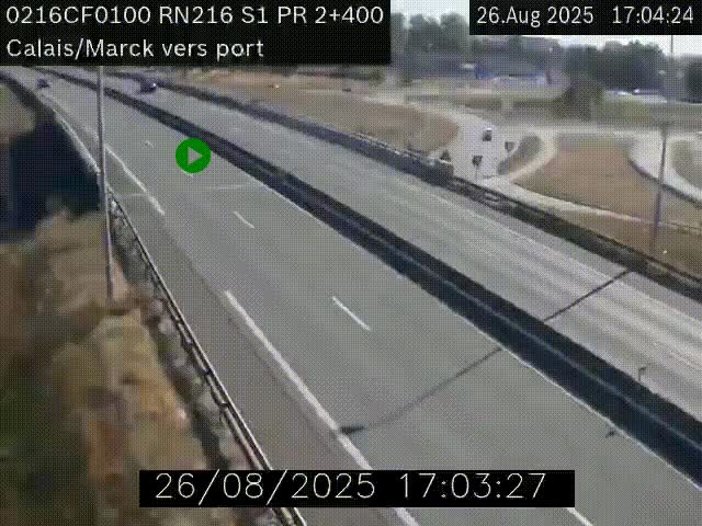 <h2>Webcam à Calais sur A216 (N216) en direction du port (harbour) de Calais.</h2>