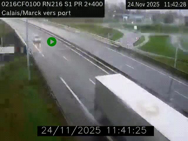 <h2>Webcam à Calais sur A216 (N216) en direction du port (harbour) de Calais.</h2>
