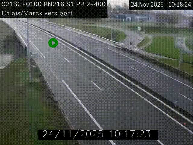 <h2>Webcam à Calais sur A216 (N216) en direction du port (harbour) de Calais.</h2>