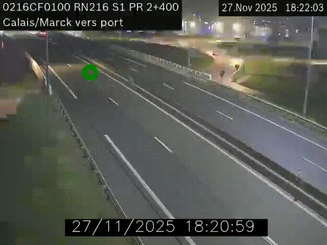 <h2>Webcam à Calais sur A216 (N216) en direction du port (harbour) de Calais.</h2>