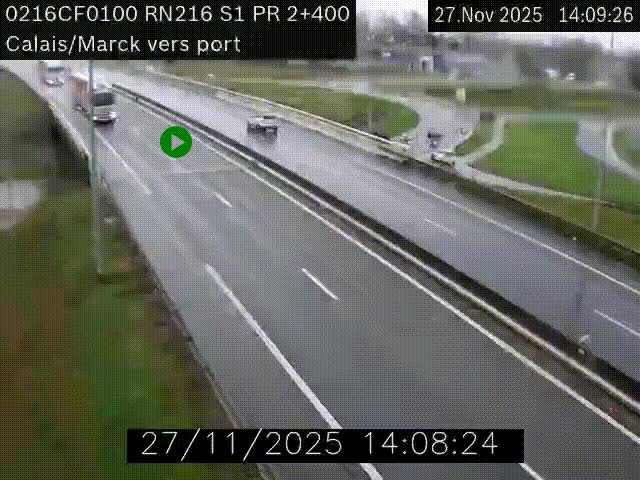 <h2>Webcam à Calais sur A216 (N216) en direction du port (harbour) de Calais.</h2>