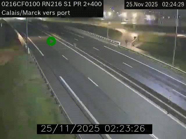 <h2>Webcam à Calais sur A216 (N216) en direction du port (harbour) de Calais.</h2>